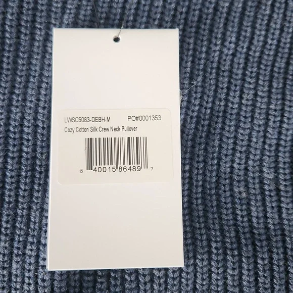 Lunya Cozy Cotton Silk Crew Neck Sweater - Navy - Picture 3 of 7